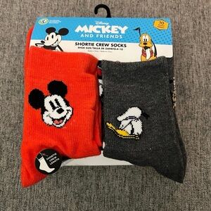 Mickey Mouse & Friends Womens Shortie Crew Socks 10 Pair Multicolor Size 4-10